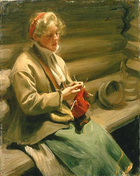 Anders Zorn Dalecarlian Girl Knitting. Cabbage Margit, Germany oil painting art